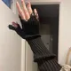 New Girl Gloves Black Beige Tattered Punk Unisex Fingerless Cuff Knit Glove Women Men Elbow Mittens
