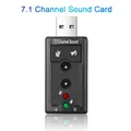 USB Sound Card 7.1 Channel Sound 3.5mm Audio Interface External Sound Card to Earphone Speaker for