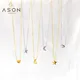ASONSTEEL Small Tiny Moon Starlink Heart Chains Pendant Necklaces Gold Color Stainless Steel Women