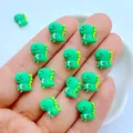 30pcs New Cute Resin 9*10mm Mini Green Dinosaur Flat Back Stone Applique Figurines DIY Wedding