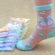 4 Pairs Girls Socks 2024 New Summer Glass Silk Butterfly Strawberry Flower Lace Children Socks 0-11