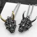 Japanese Oni Samurai Necklace Punk Personality Demon Ghost Mask Pendant Necklaces Men Jewelry Hip