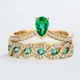2Pcs/set Luxury Metal Inlaid Emerald Zircon Rings Classic Cute Travel Party Rings for Women