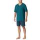 Schiesser Herren Schlafanzug kurz V-Ausschnitt-Nightwear Set Pyjamaset, Jeansblau_181153, 52