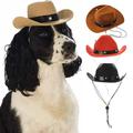 rygai Pet Cowboy Costume Accessories Pet Hat Western Cowboy Style Pet Headgear Star Decorated Eye-Catching Dog Cat Costume Accessory for Photos Cosplay