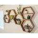 Hexagon Shelves, Floating Shelf, Honeycomb Shelf, Crystal Wood Hexagon, Plant Rustic Display Shelves, Shelf