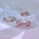 17KM-Bagues en cristal rose pour femmes et filles bague brillante avec nœud papillon en forme de