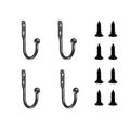 12pcs Mini Hook Single Small Size Wall Hooks Decorative Door Hanger Metal Alloy Wall Hangers Black Hooks(4 hooks and 8 screws)