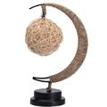 TUTUnaumb LED Home Decoration Small Ornament Lamp USB Woven Moon Shape Lamp Bedside Night Light LED Lights Rattan Night Lamp Romantic Decorative Lights Holiday Gifts Decorative Table Lamp-B