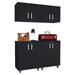 Melrose 4 Piece Garage Set 2 Wall Cabinets + 2 Storage Cabinets Black