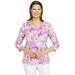 Alfred Dunner Womens Flamingo Split Neck Top