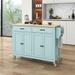 54.3" Kitchen Island Multifunction Storage Kitchen Cart with Solid Wood Top and Locking Wheels for Dinning Room,White