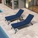 Outdoor Lounge Chair Cushions Set of 2 Patio Chaise Lounge Replacement Cushions with Removable Seat Cover 74.4 inch Foam Seat Cushions for Poolside Backyard Blue Striped