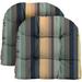 RSH DÃ©cor Indoor Outdoor Set of 2 U-Shape Wicker Tufted Seat Cushions (Large Braymont Grey Blue Stripe)