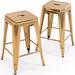 Brage Living Industrial Metal Gold Bar Stools Modern Backless Stackable 24 Inch Barstools Indoor/Outdoor Pub Kitchen Counter Stools Chairs Set of 2