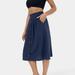 Tennis Skirt 2023 Women Casual Skirts Frill Tie Waist A Line Midi Skirt With Pockets Blue