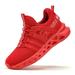 Kricely Boys Kids Trainers Boys Tennis Shoes Girls Running Walking Shoes School Gym Sports Trainers Breathable Lightweight Sneakers(Red 2 Big Kid)