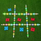 Giant Tic Tac Toe Game with LED Light Yard Lawn Toss Games Sandbag Floor Game for Adults Kids Family Party Travel Outdoor