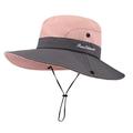 Lomubue Anti-UV Patchwork Color Adjustable Straps Sun Hat Wide Brim Panama Hunting Fishing Sun Hat Outdoor Supplies