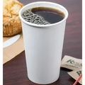 VeZee 16 Oz Disposable White Poly Paper Durable Hot Cup with Flat Tear-Back White Hot Cup Lid For Hot/Cold Drink Coffee Cups Tea Cocoa Travel Hot Chocolate Chai Latte & Hot Soup|150CT