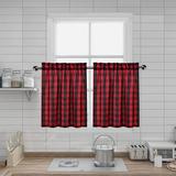 Red Buffalo Plaid Cafe Curtains Farmhouse Kitchen Curtains Gingham Check Rod Pocket Half Window Short Curtains for Kitchen Bathroom 28 x 24 Set of 2