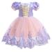 Xkwyshop Kids Baby Girls Princess Dress Puff Sleeve Tulle Dress Patchwork A-line Dress for Party Halloween