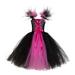 HAPIMO Girls s Party Gown Birthday Dress Solid Lace Splicing Princess Dress Square Neck Drawstring Halloween Mesh Cute Sleeveless Holiday Lovely Relaxed Comfy Black 4-5 Y