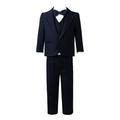 YONGHS 5Pcs Baby Kids Boys Tuxedo Set Wedding Formal Blazer Suit Page Boy Baptism Outfits Navy Blue 4