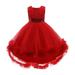 HAPIMO Girls s Party Gown Birthday Dress Solid Lace Splicing Holiday Sleeveless Princess Dress Lovely Relaxed Comfy Round Neck Cute Tiered Mesh Hem Bowknot Red 140