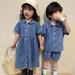 Uccdo 1-9T Toddler Kids Brother & Sister Matching Outfits Set Little Boys Button Down Denim Shirts + Shorts 2Pcs Summer Clothes Set