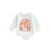 Lamuusaa Baby Girls Boys Sweatshirts Rompers Halloween Clothes Pumpkin Rainbow Flower Bat Print Long Sleeve Toddler Fall Bodysuits