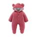 IROINNID Savings Baby Bodysuit Long Sleeve Newborn Baby Winter Girls Boys Clothes Warm Bear Ears Overall Rompers Hooded Jumpsuit Burgundy