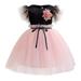 HAPIMO Girls s Party Gown Birthday Dress Floral Feather Lovely Round Neck Sleeveless Holiday Relaxed Comfy Cute Tiered Mesh Ruffle Hem Princess Dress Pink 9-10 Y