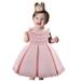 HAPIMO Girls s Party Gown Birthday Dress Solid Splicing Cute Round Neck Princess Dress Tiered Lace Crochet Holiday Sleeveless Lovely Relaxed Comfy Pink 80