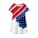 HAPIMO Girls s Knee Length Dress Stripe Star Print Short Sleeve Round Neck Independece Day Cute Holiday Princess Dress Relaxed Comfy Lovely White 3Y