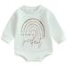 Xkwyshop Newborn Baby Boys Girls Sweatshirts Rompers Letter Rainbow Print Infant Jumpsuits Fall Clothes Bodysuits