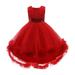 HAPIMO Girls s Party Gown Birthday Dress Solid Lace Splicing Holiday Sleeveless Princess Dress Lovely Relaxed Comfy Round Neck Cute Tiered Mesh Hem Bowknot Red 120