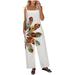 Olyvenn Women Ladies Printed Sleeveless Backless Loose Long Playsuits Rompers Jumpsuit Yoga Boho Playsuits for Women Summer Dressy 2023 Trendy Workout Rompers Overalls White 14