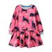 Youmylove Dresses For Girls Toddler Long Sleeve Dress Cat Cartoon Appliques A Line Flared Skater Dress Cotton Dress Outfit