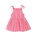 HAPIMO Girls s A Line Dress Toddler Baby Geometry Sleeveless Lovely Relaxed Comfy Cute Square Neck Princess Dress Drawstring Swing Hem Holiday Hot Pink 18-24 M