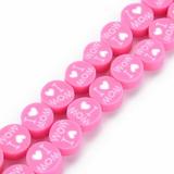 10Strand Handmade Polymer Clay Bead Strands Mother s Day Theme Flat Round with Word I Love MOM Hot Pink 8x4mm Hole: 1.4mm about 40pcs/strand 13.58 inch~ 14.37 inch(34.5cm~36.5cm)