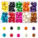 100Pcs 10 Colors Natural Round Wooden Beads with 8mm Hole Painted Multi-Color Wood Beads Round Spacer Wood Beads