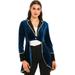 IEFIEL Womens Halloween Showman Costume Tailcoat Circus Ringmaster Velvet Tuxedo Jacket Blue 3XL