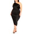 Plus Size Women's Ruched One Shoulder Dress by ELOQUII in Black Onyx (Size 20)