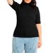 Plus Size Women's Sleek Funnel Neck Elbow Sleeve Sweater by ELOQUII in Black Onyx (Size 14/16)