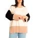 Plus Size Women's Colorblocked Relaxed Sweater by ELOQUII in Butter Cream Tan (Size 14/16)