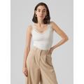 Spitzentop VERO MODA "VMROSA SL TOP JRS NOOS", Damen, Gr. XL (42), weiß (snow weiß), Jersey, Spitze, Obermaterial: 95% Viskose, 5% Elasthan, unifarben, modisch, figurbetont normal, V-Ausschnitt, ohne Ärmel, Tops