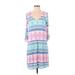 Pink Blush Casual Dress - Shift V Neck 3/4 sleeves: Blue Dresses - Women's Size Small