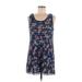 Free People Casual Dress - Shift Scoop Neck Sleeveless: Blue Floral Dresses - Women's Size Medium