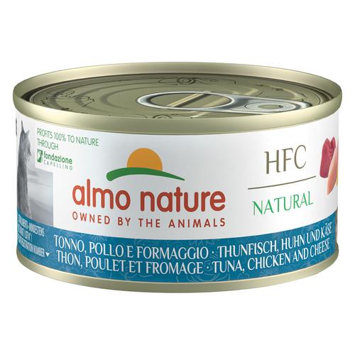 Sparpaket: 24x70g Almo Nature HFC Natural Thunfisch, Huhn & Käse Katzenfutter nass